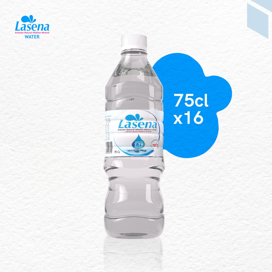 Lasena Water 75cl mineral water bottles home delivery single clear plastic bottle with white cap