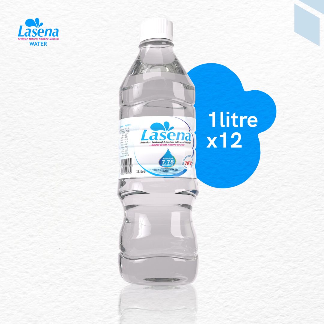 Lasena Water 1 liter bottle offering pure hydration mineral water delivery in pack of 12 bottles